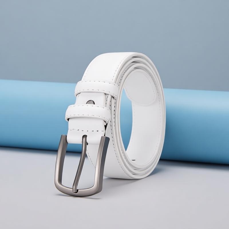 Men'S Formal Wear Belt - Мужской классический ремень, однотонный белый, стильный.