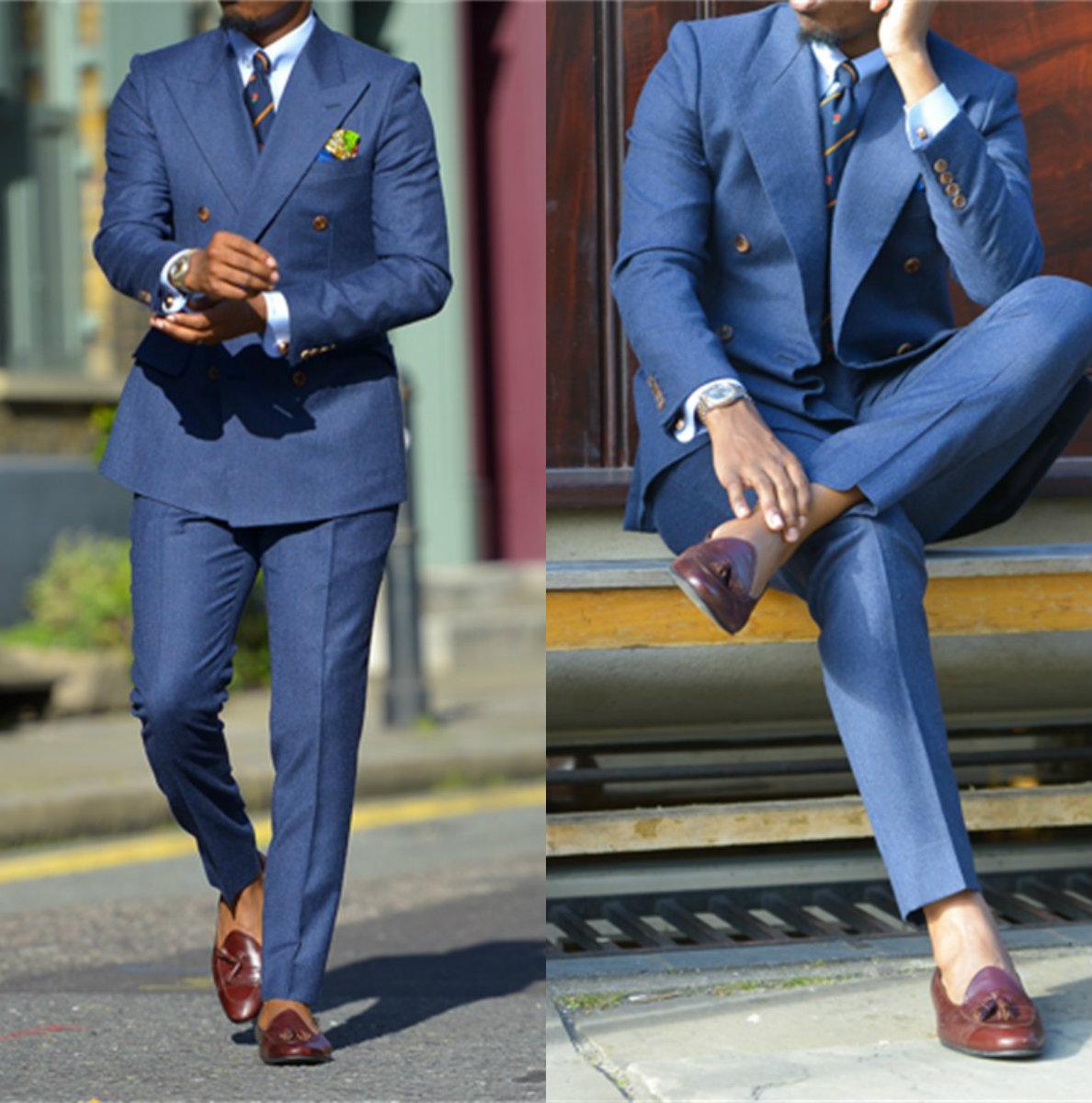 Men Formal Wear Jacket - Темно-синие бриджи из двух предметов, свадебные