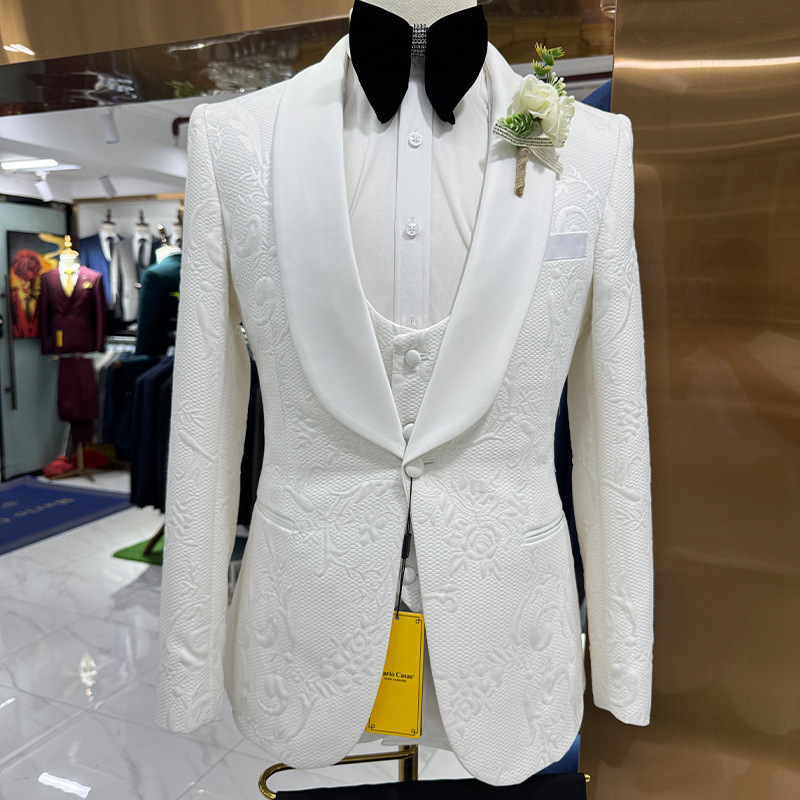 Men Formal Wear Jacket - Мужской свадебный костюм белого цвета, 3-х
