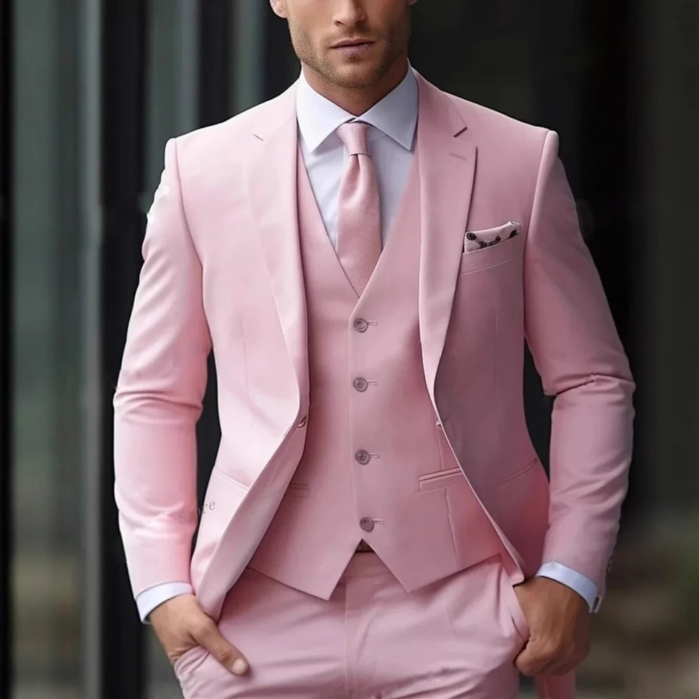 Men'S Formal Wear For Reception - Трехкомпонентный розовый мужской костюм для торжественных