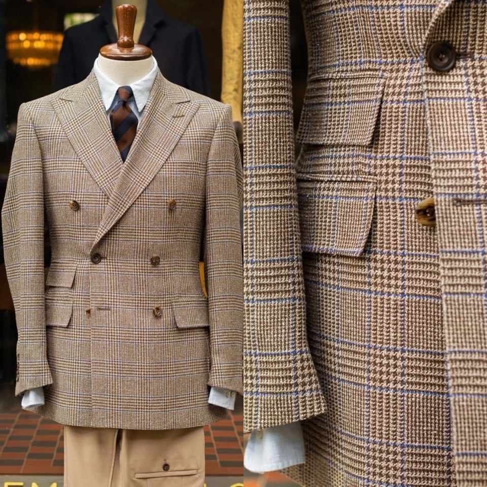 Men'S Formal Wear For Reception - Ретро-костюм в клетку с двубортным пиджаком