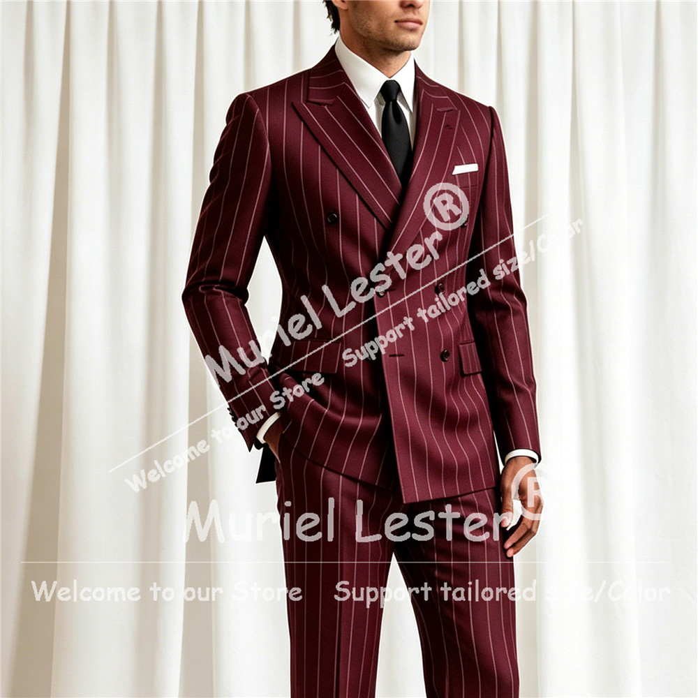 Men Formal Wear Jacket - Элегантный мужской костюм в полоску, комплект