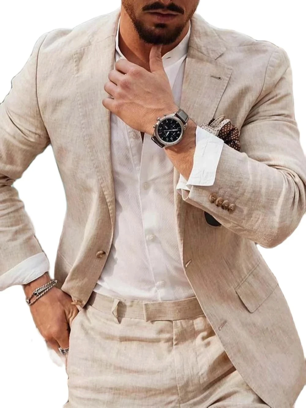 Летний пляжный деловой льняной – обзор и цена Men Formal Wear Jacket